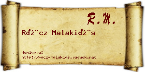 Rácz Malakiás névjegykártya